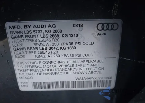 2018 Audi Sq5 3.0T Premium Plus z USA, uszkodzony, nr VIN WA1A4AFYXJ2232598